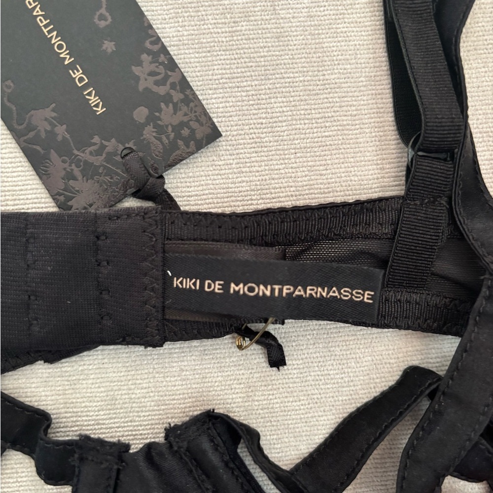 Kiki De Montpatnasse Black Silk Voyeur Cage Balconette Cutout Bra Size 32B - Picture 7 of 9